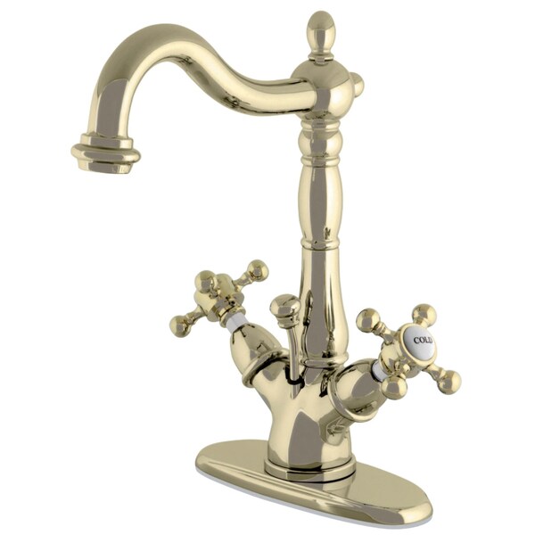 Vintage 2-Handle Bathroom Faucet W/Brass Pop-Up & Cover Plate, Brass